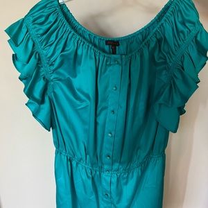Escada Aqua Blue Dress Size 42, New/no Tags Beautiful ruffled sleeves and pocket